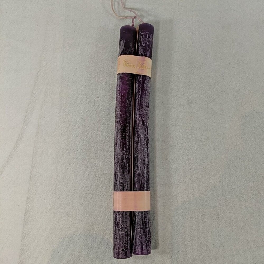 Vance Kitira 2 Pair Set Purple Taper Candlesticks 7/8" x 12" Floral Scented